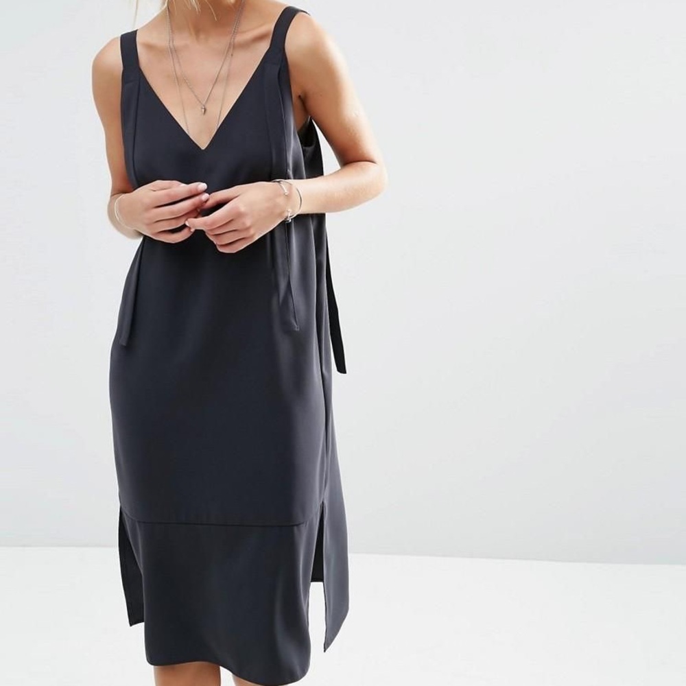 ASOS Charcoal Gray Overall Style Midi Slip Dress